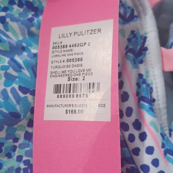 NWT Lilly Pulitzer Loraline One Piece in Turquoise Oasis Size: 2 MSRP $189 - Picture 2 of 6